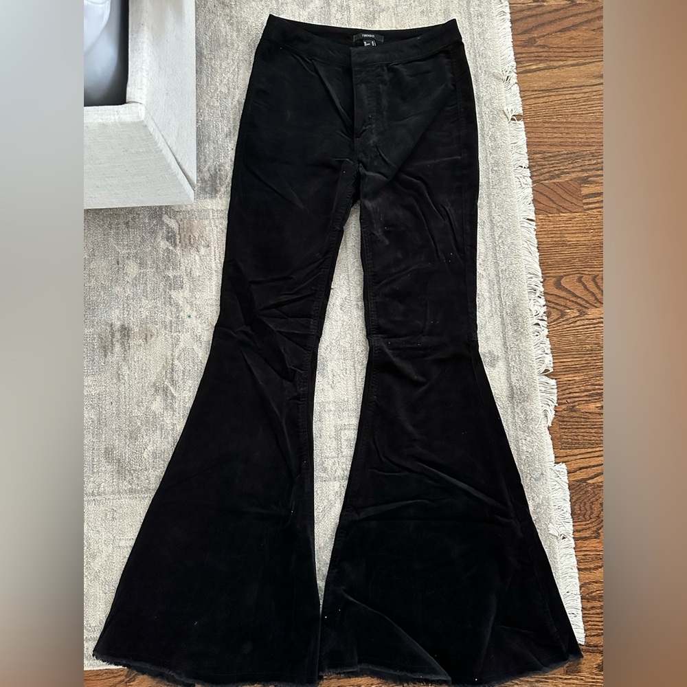 Forever 21 Black Velvet Flare Pants